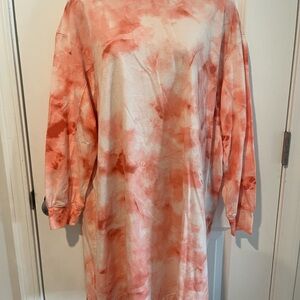 Old Navy Coral Tie-Dye Long Sleeve Dress